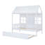 Lit simple en bois avec couchette - Lit de jour pour enfant en pin massif blanc avec toit et fenêtres-298186236