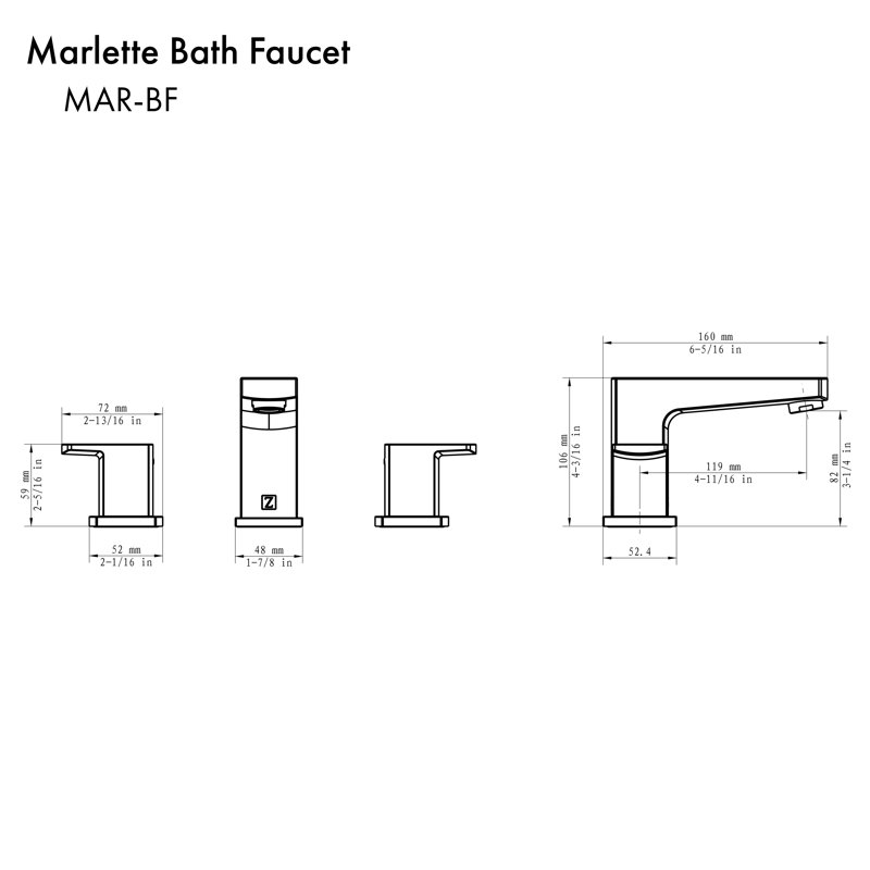 Studio Marlette Widespread Bathroom Faucet with Drain Assembly, Chrome