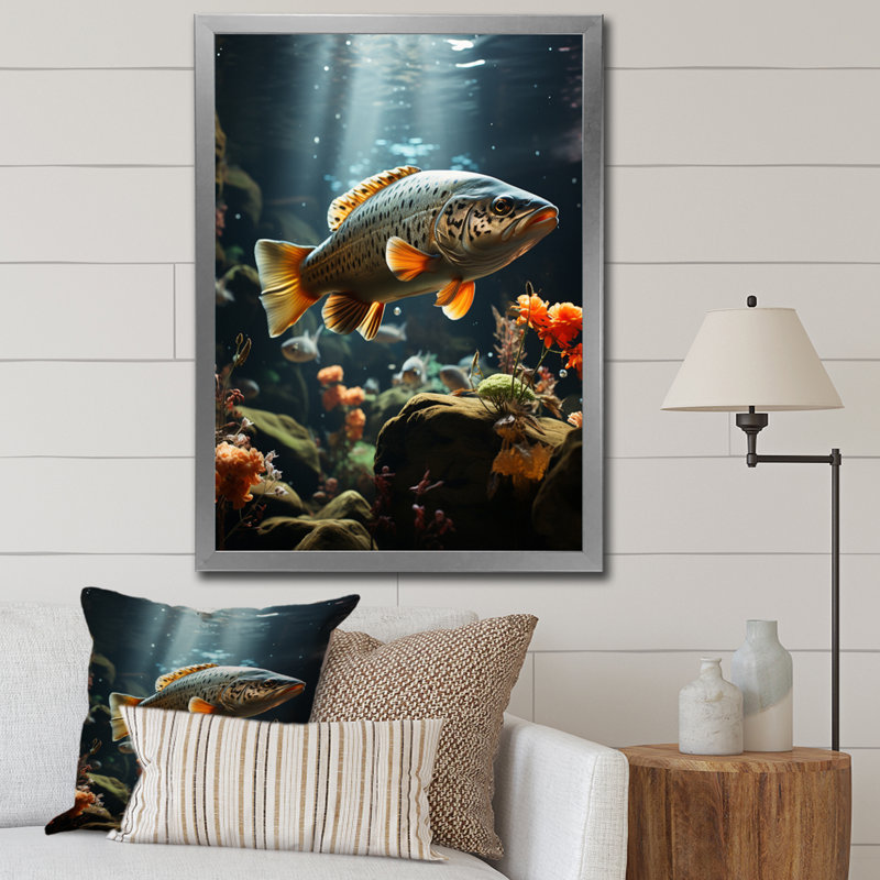 Zabil " Fishing Rustic River II ", Silver Picture Framed, 32" H x 24" W x 1" D