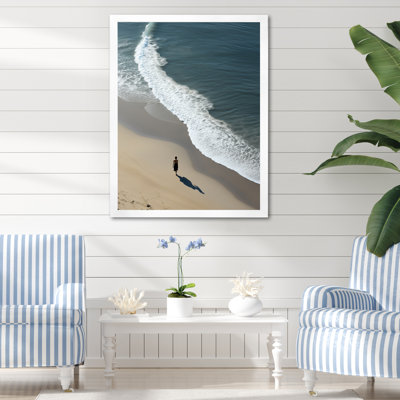 Minimalisme noir et blanc, photo de plage sur toile