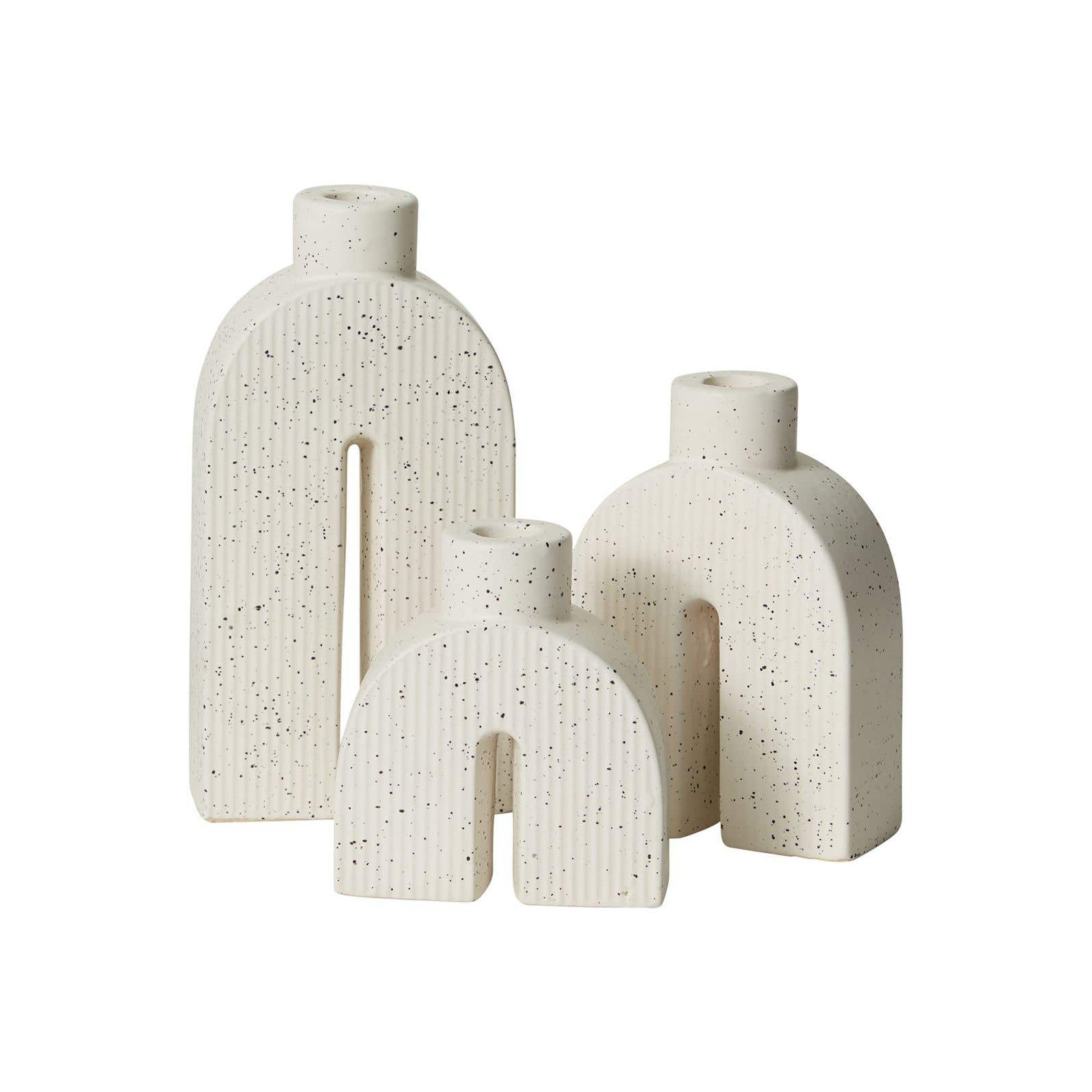 Ceramic Tabletop Candlestick, 9" H x 4.5" W x 2" D