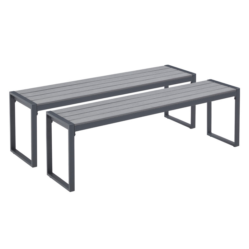 Ensemble de 2 bancs d'extérieur en métal, Gris