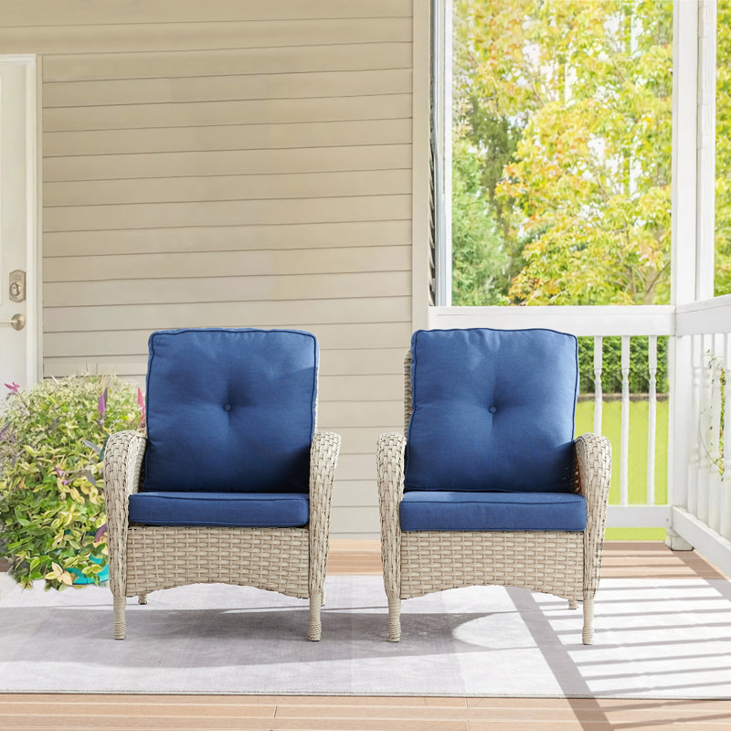 Ensemble de conversation pour 2 personnes avec coussins Aluel, Bleu, Gris