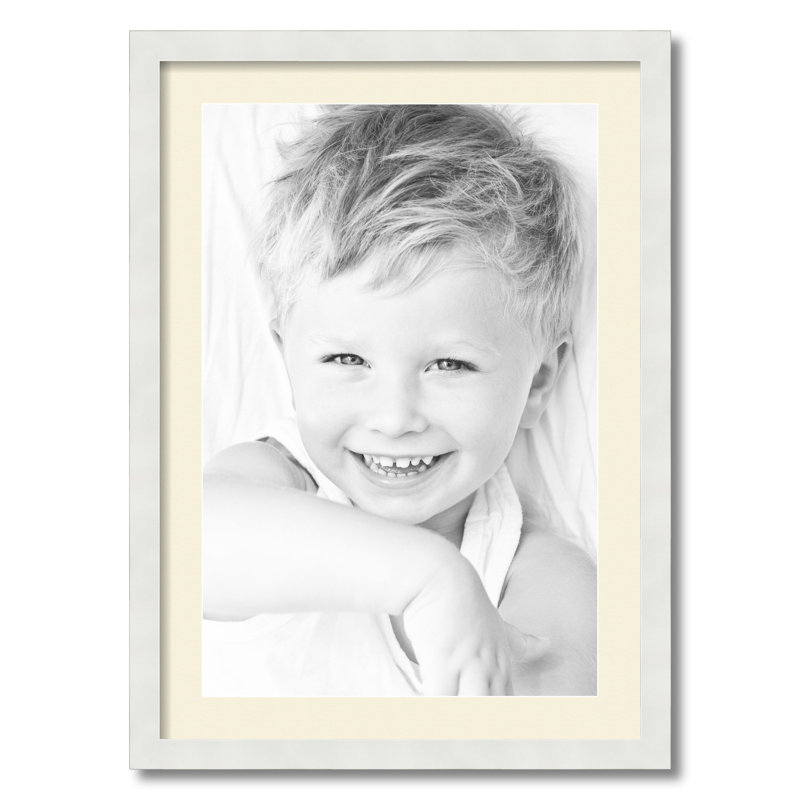 Wood Picture Frame with Mat, Ivory