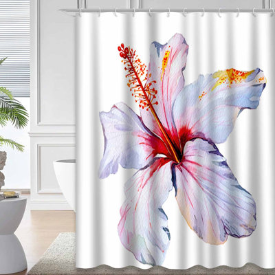 Hibiscus Watercolor Tropical Flower White Aloha Floral with 12 Hooks