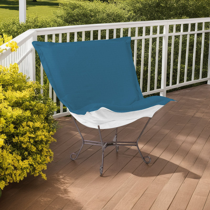 Chaise de patio avec coussins Misayo, Turquoise paysage marin