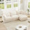 Canapé modulaire moderne en L en chenille avec repose-pieds convertible et 2 coussins pour un salon confortable