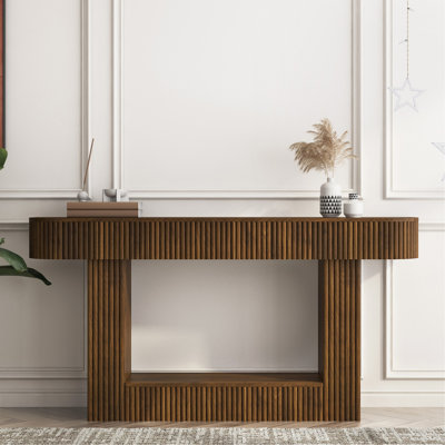 62.9-Inch Long, Console table, wooden rectangular sofa table behind the sofa, farmhouse entryway table, corridor, living room.Narrow Hallway AccentTab
