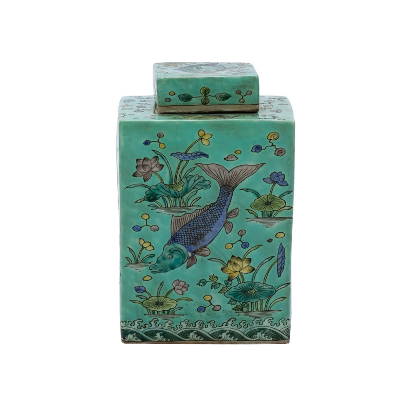 Pot en porcelaine vert 12 po