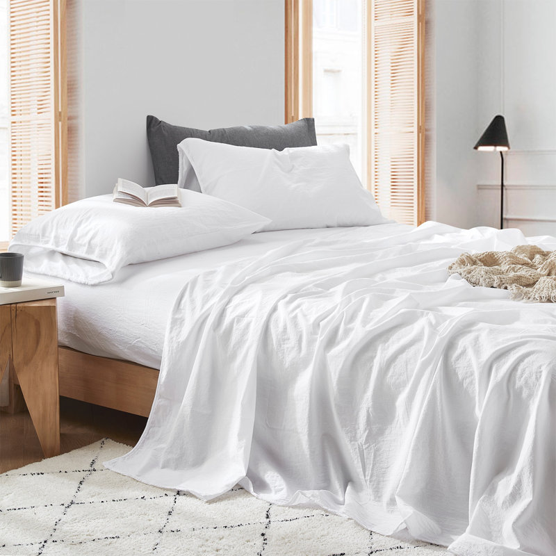 Ensemble de draps blancs 100% coton Portugal, Grand