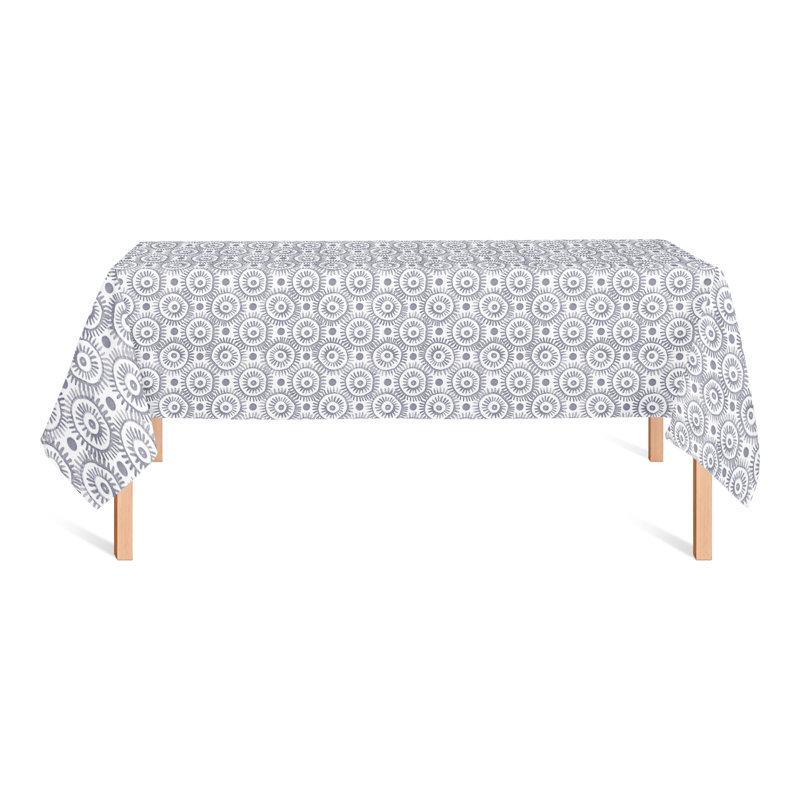 Boho Circles Green 5 Tablecloth, Blue