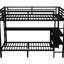 Lit superposé simple / noir en métal noir avec bureau, tablettes et - plusieurs options de placement, garde supérieur, assemblage facile par-dessus un lit simple, lumières à DEL, cadre de rangement, utilisation de l'espace 3D, conception sécuritaire