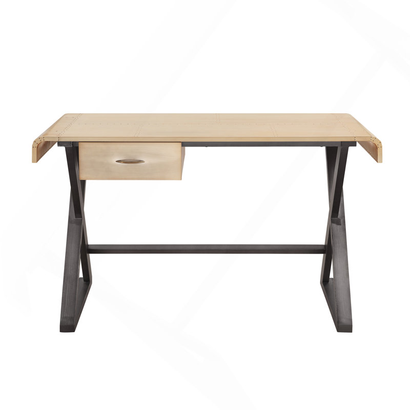 Bureau d'écriture rectangulaire en aluminium doré