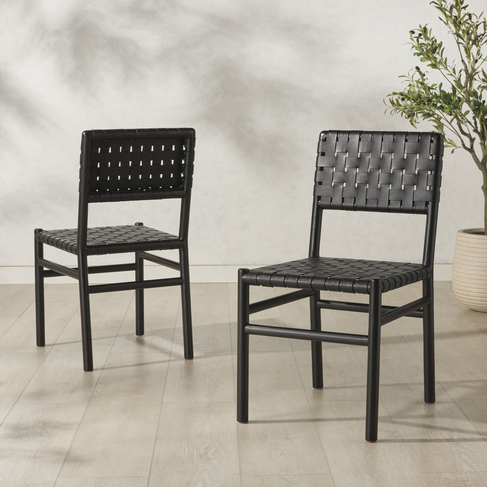 Jeremiah Genuine Leather Dining Chair, Black