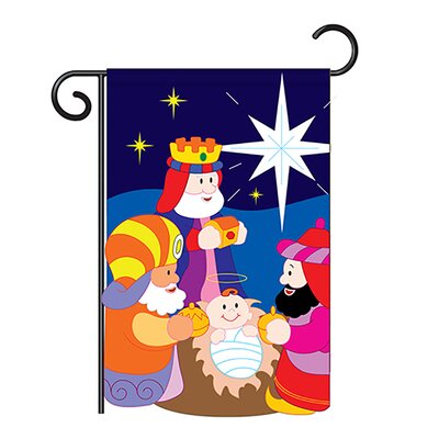 Two Group G164067-P2 Three Kings Winter Nativity Applique Decorative Vertical 13"" X 18.5"" Double Sided Garden Flag -  Breeze Decor, TG-NT-G-114067-AP-P2-D-IM07-TG