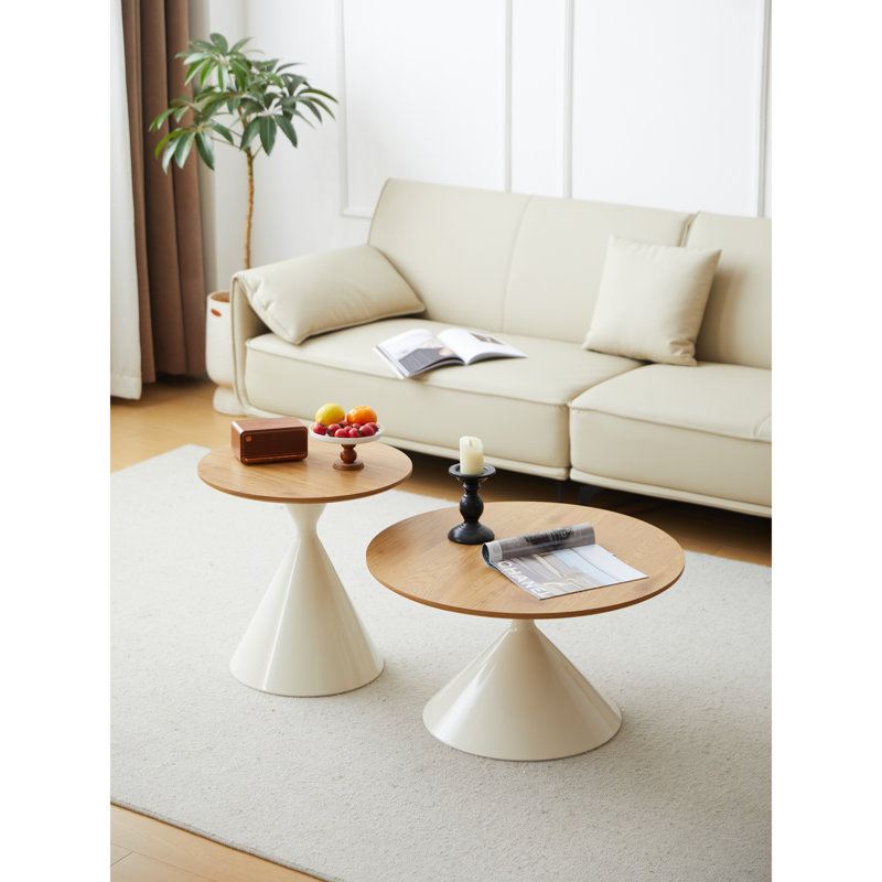 ROUND COFFEE TABLE WHITE+WOOD