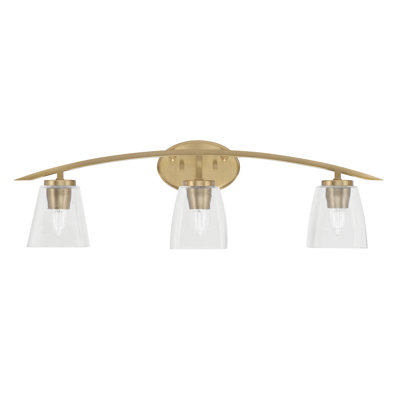 Kurve 3 Light Bath Bar With 4.5" Square Clear Bubble Glass