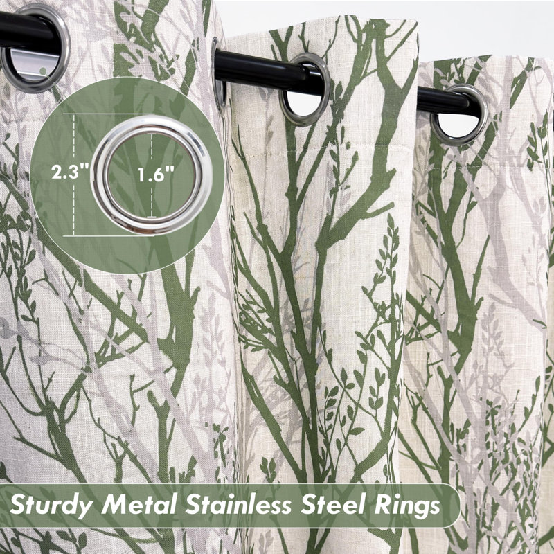 Jadin Outdoor Linen Blend Room Darkening Curtain Pair, Green, 52" W x 90" L