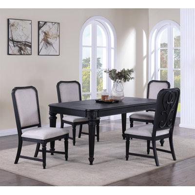 Formal Traditional Dining Room Set Dark Brown Finish 18"" Extension Leaf Table Tufted Upholstered Chairs Beautiful Carved Legs Dining Room Furniture -  Red Barrel StudioÂ®, 8E59793A99174D07B0FA2F773D3BE3B3