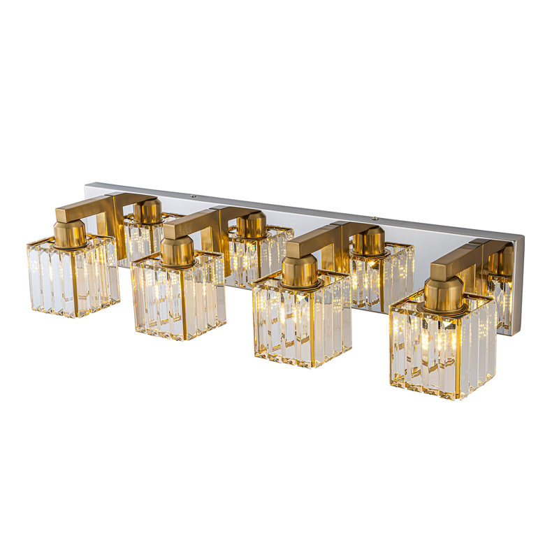 Éclairage pour meuble-lavabo à intensité variable Paislyn, 4, Chrome / or