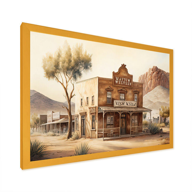 Arizona Wild West Town IV - Impression sur toile, Encadrement doré, H 12 po x l 20 po x P 1 po