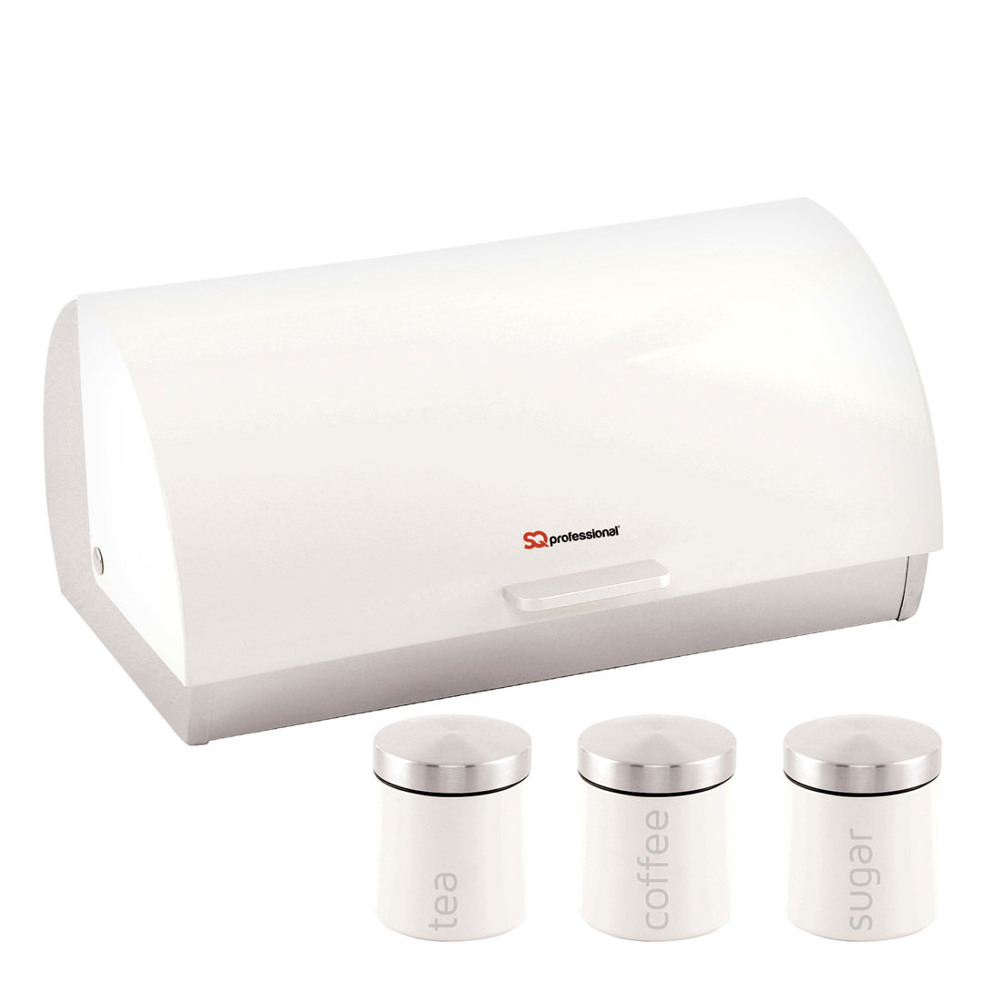SQ Professional Dainty 4 - Piece Stainless Steel Bread Bin and Canister Set