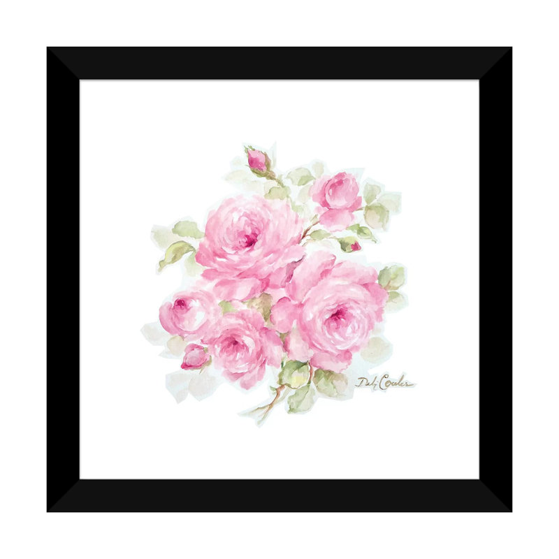 " Romantic Roses " by Debi Coules, 24" H x 24" W x 1" D, Black Paper, White