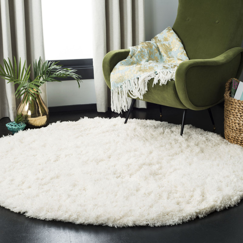 Tapis blanc Hermina, Rond 6 pi 7 po
