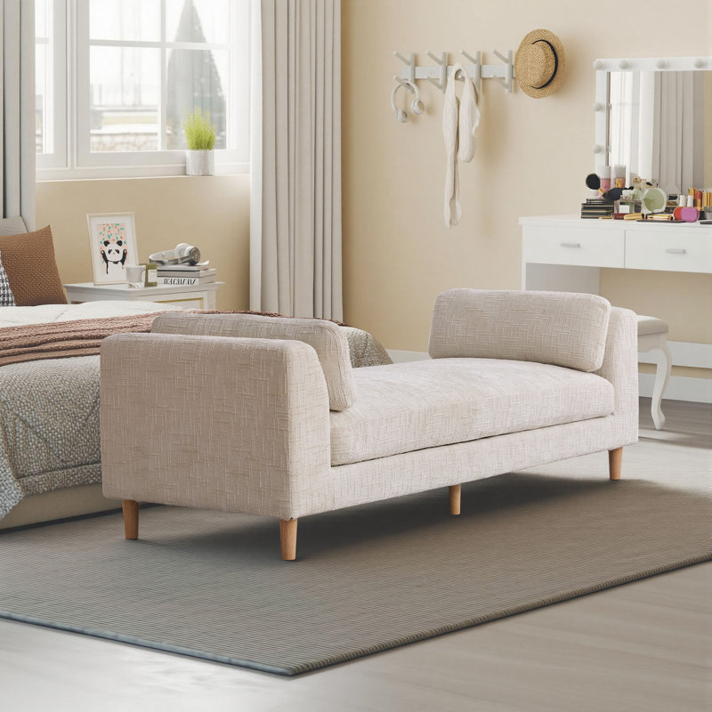 Très grand banc de chambre 83 po rembourré, Beige
