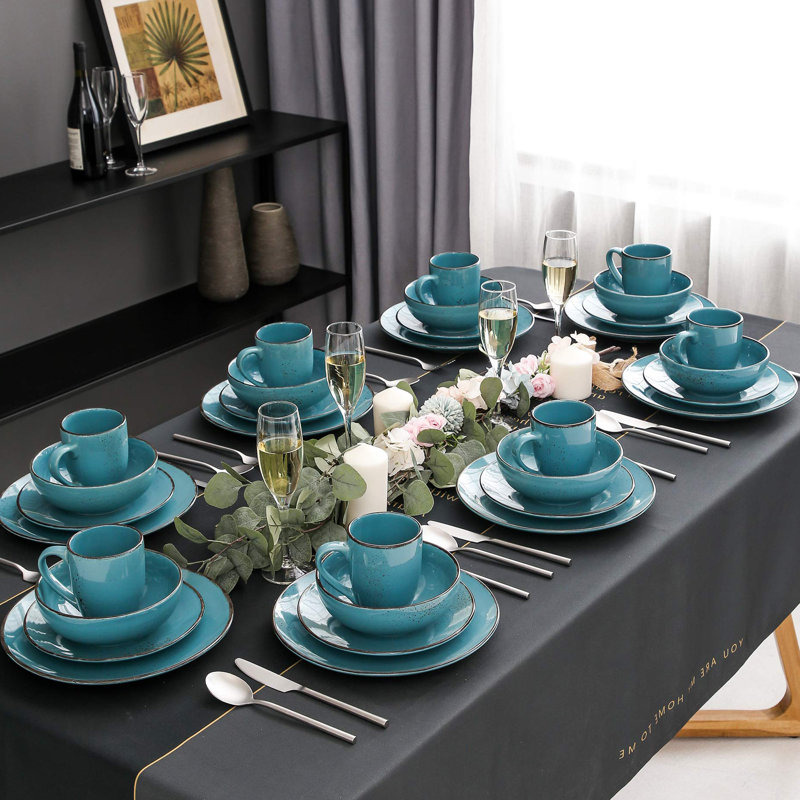 Laytoya Ceramic Dinnerware Set 32 Piece - Service for 8, Teal