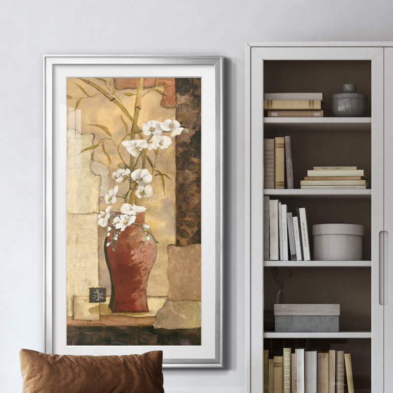 Mandarin Panneau I - Peinture encadrée, H 22,5 po x l 42,5 po x P 1,5 po, Argent