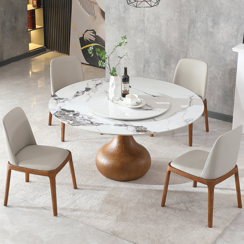 Ensemble de table de salle à manger, table de salle à manger ronde avec 4 chaises pour la salle à manger