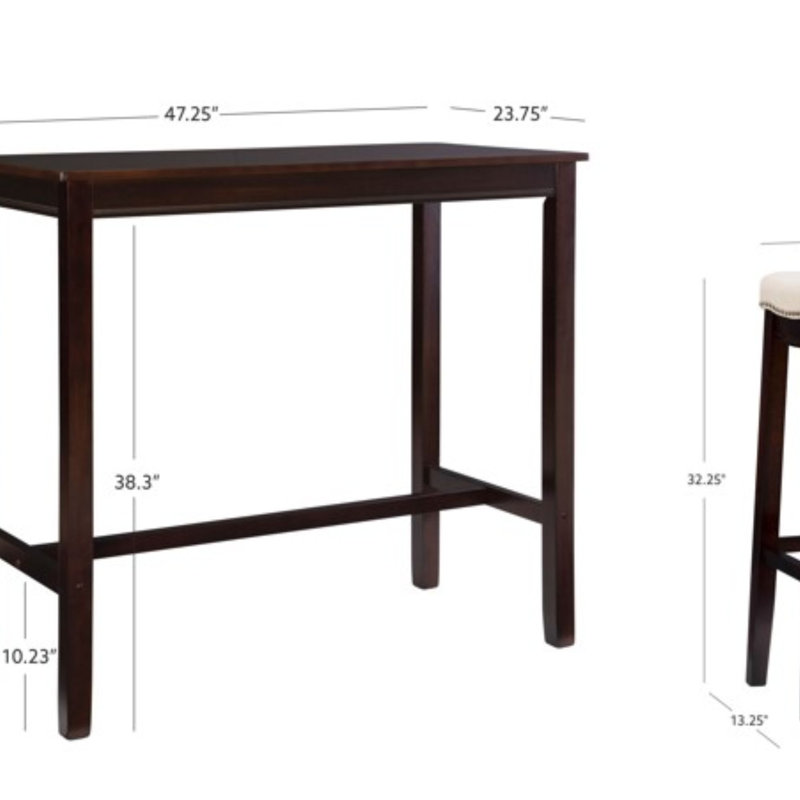 Arlyce 4 - Person Bar Height Dining Set, Walnut/Linen, 36" H x 47.25" L x 23.75" W, Brown