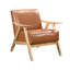 Fauteuil club Indy, similicuir, bois massif brun naturel
