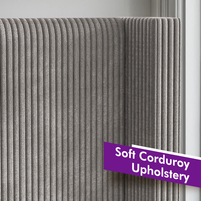 Crofford Corduroy Upholstered Bed, King, Taupe Corduroy