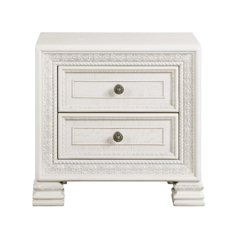 Table de chevet classique de luxe en forme de perle avec 2 tiroirs, 1 pièce