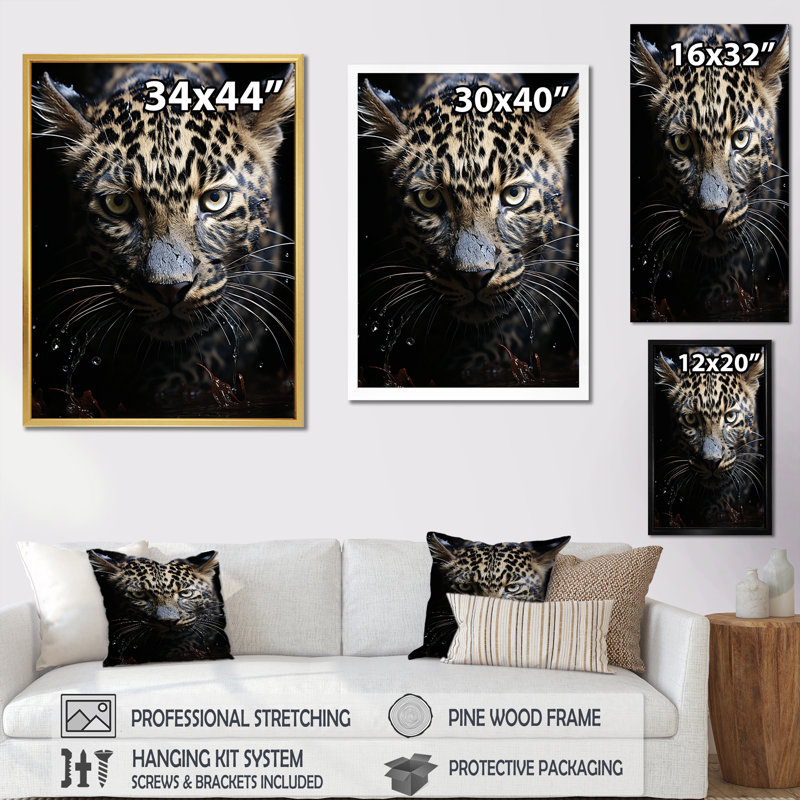 «Leopard Mysterious Hunter I», reproduction sur toile, Toile tendue, H 44 po x l 34 po x P 1,5 po