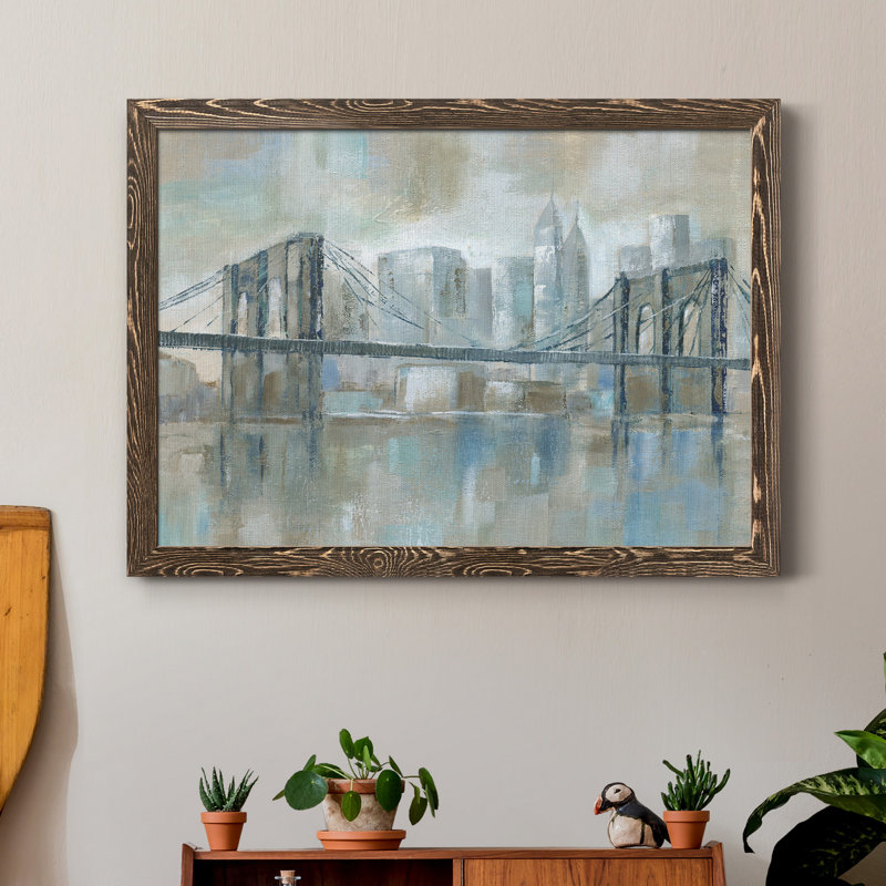 East River Wonder - Cadre photo, reproduction d'art sur papier, H 37,5 po x l 27,5 po x P 1,5 po, Noyer