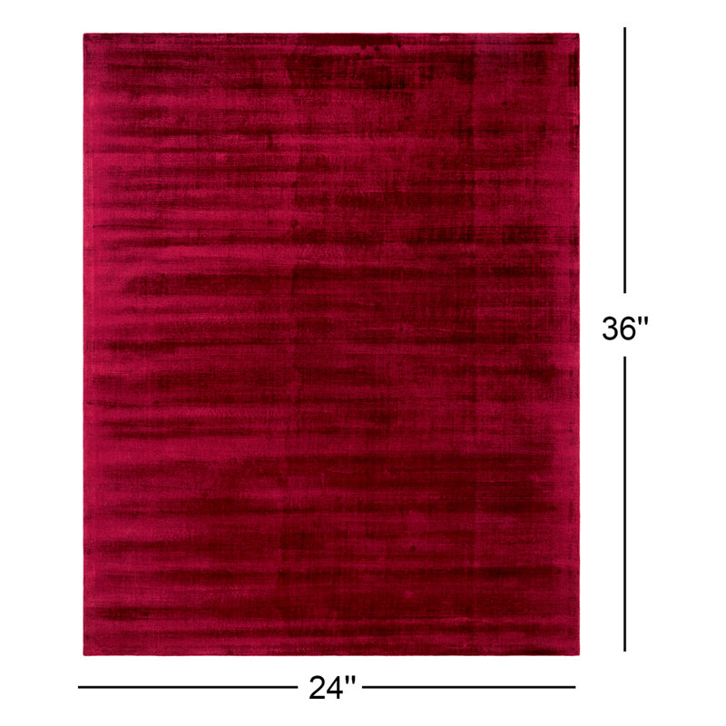 Fennel Handmade Viscose Red Rug, Rectangle 2' x 3'
