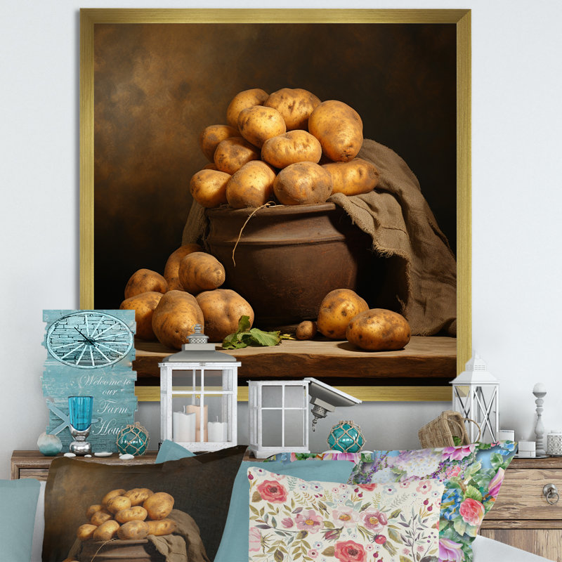 «Potato Amber» sur toile, H 30 po x l 30 po x P 1 po, Cadre doré simple