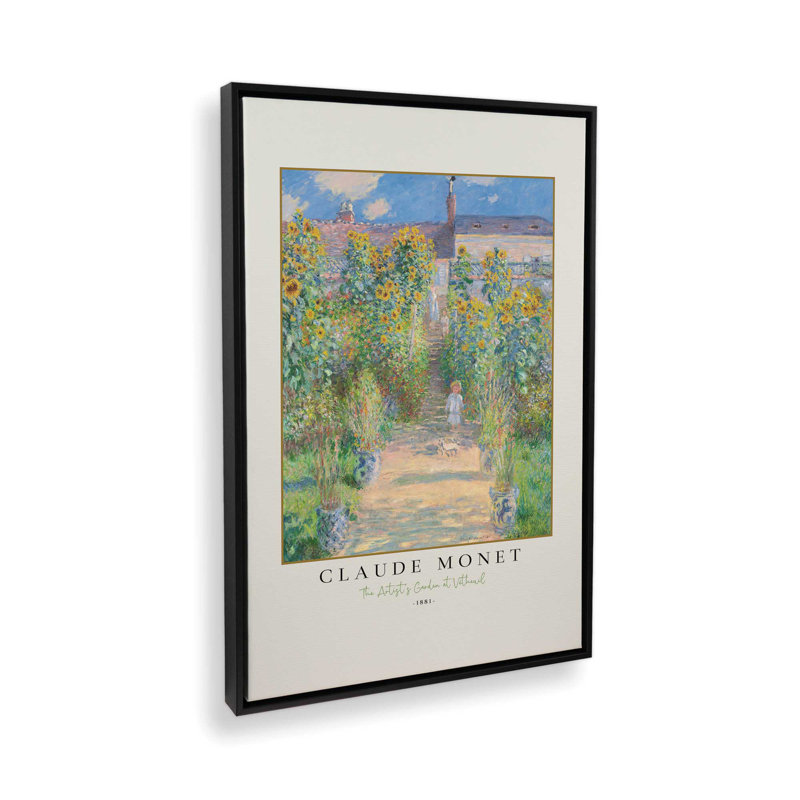 Le jardin de l'artiste par Monet, H 48,75 po x l 32,75 po, Cadre flottant noir satiné