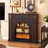 Nut-Brown Solid Wood Freestanding Fireplace