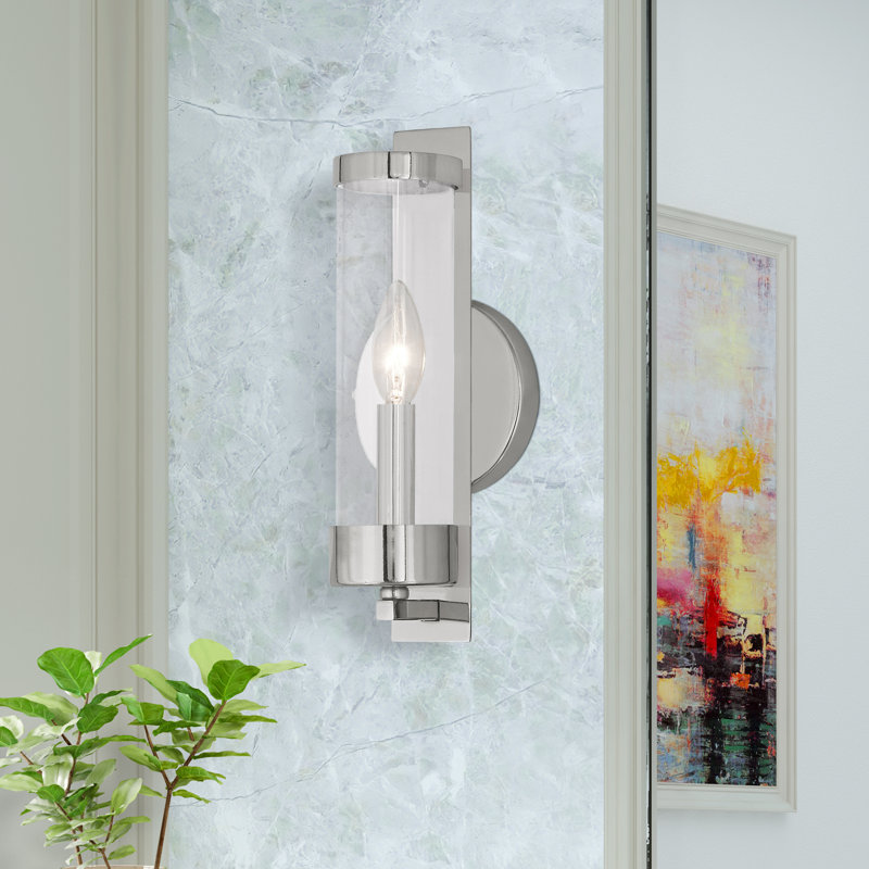 Bernd Steel Candle Wall Light, Polished Nickel