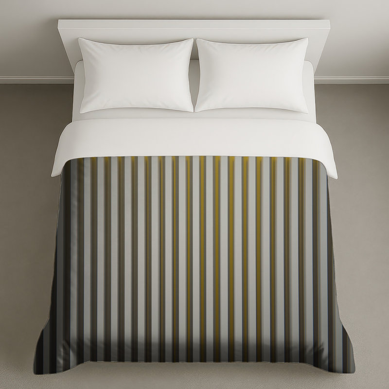 Housses de couette verticales à rayures jaunes, Grand lit