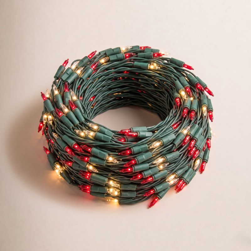 300-Light Garland Glass String Lights, Red and Clear