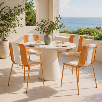 Ensemble de 4 chaises à blocs de couleur modernes à rayures - Sièges ergonomiques en PP avec pieds en métal (capacité de 330 lb)