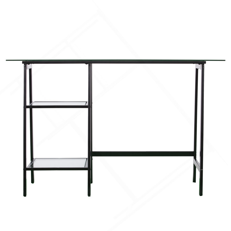 Bureau en métal / verre avec chevalet et cadre en A - Noir