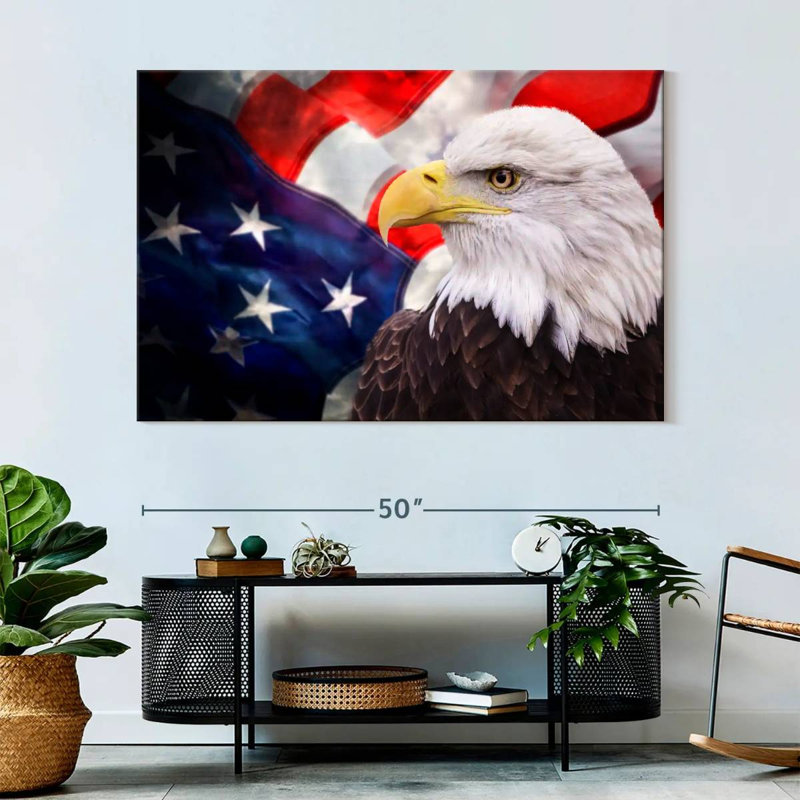 USA Flag And American Eagle, 34" H x 51" W