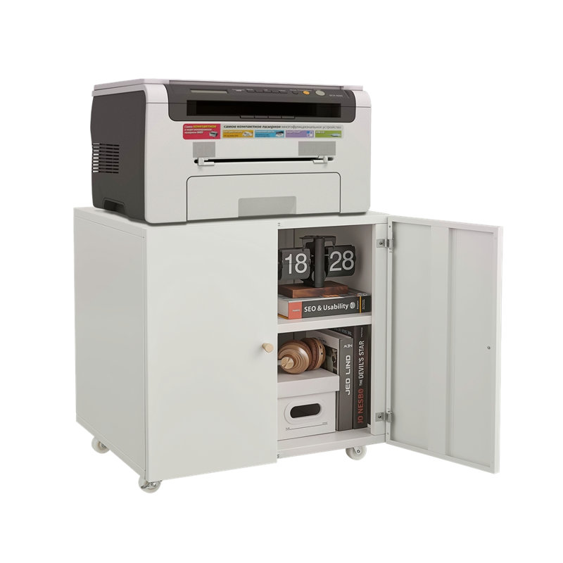 Support d'imprimante de bureau avec roulettes, Blanc