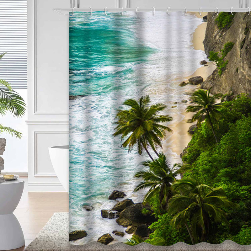 Rideau de douche Scenic Exotic Beach Island, L 72 po x l 72 po